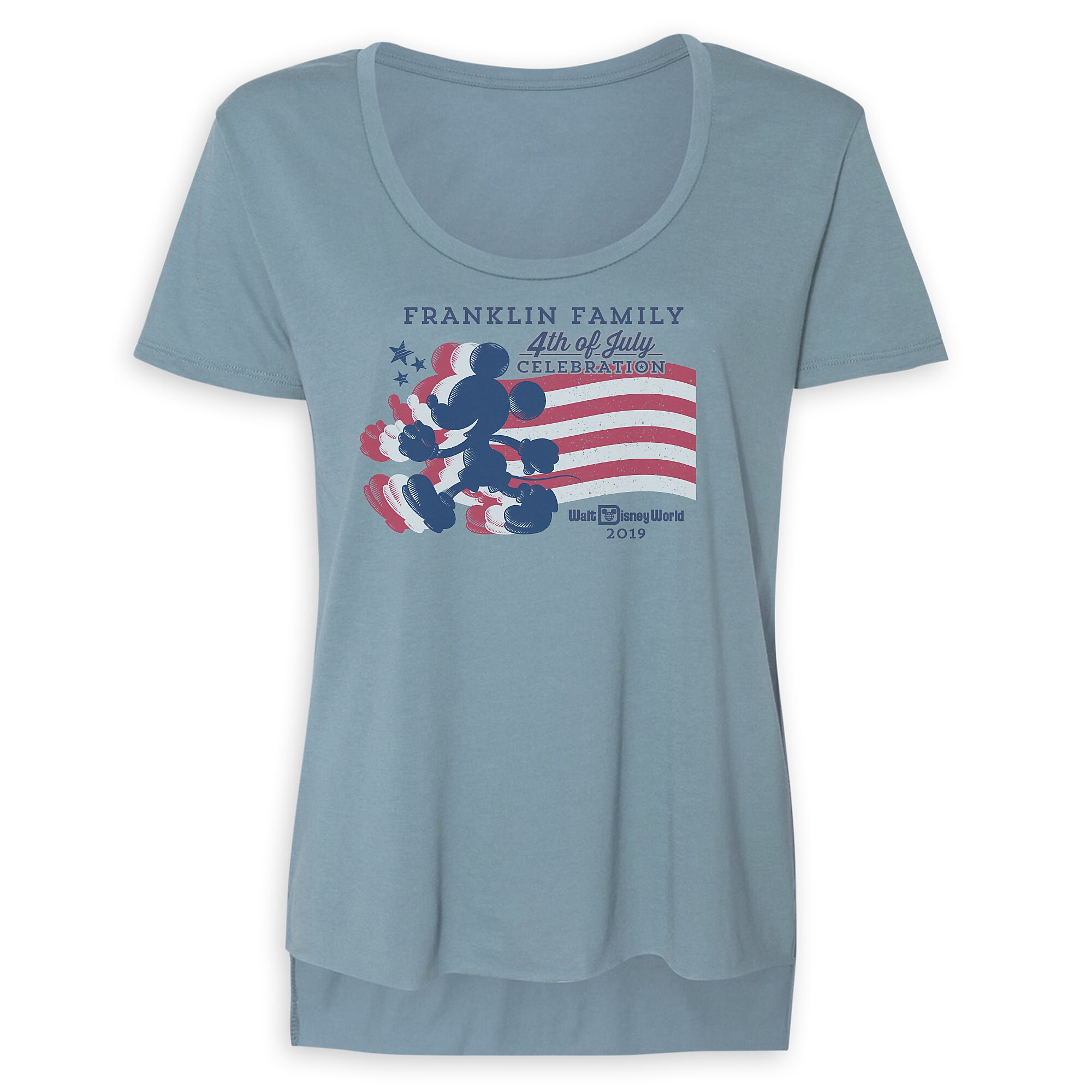 Women's Mickey Mouse Silhouette 4th of July Scoop Neck T-Shirt - Walt Disney World - Customized