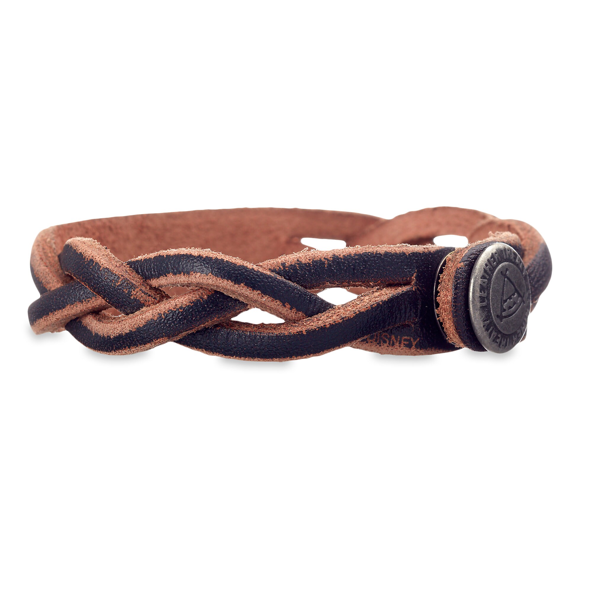 Mickey Mouse Icon Braided Leather Bracelet - Personalizable
