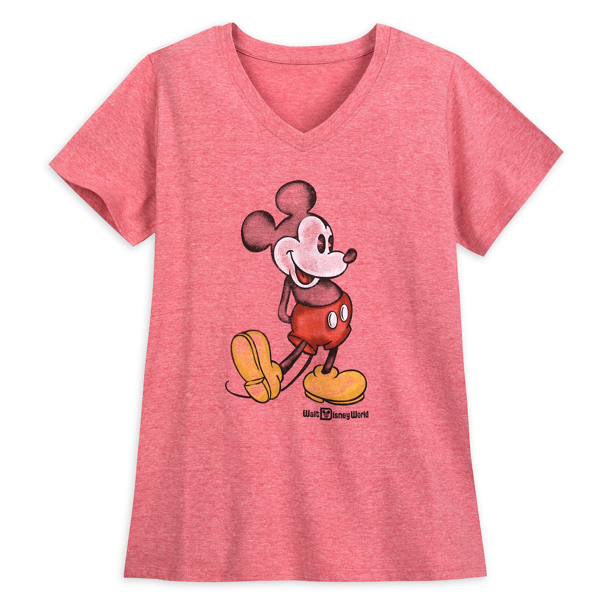 Mickey Mouse Heathered V-Neck T-Shirt for Women - Walt Disney World - Red
