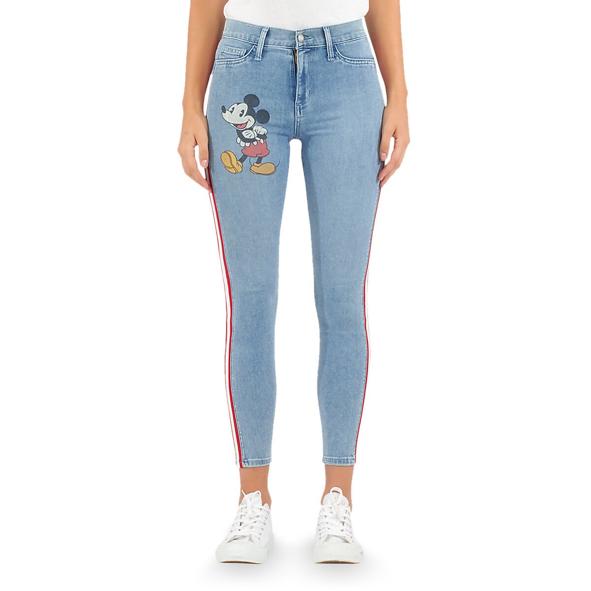 Mickey Mouse Tuxedo-Stripe Skinny Jeans by SIWY