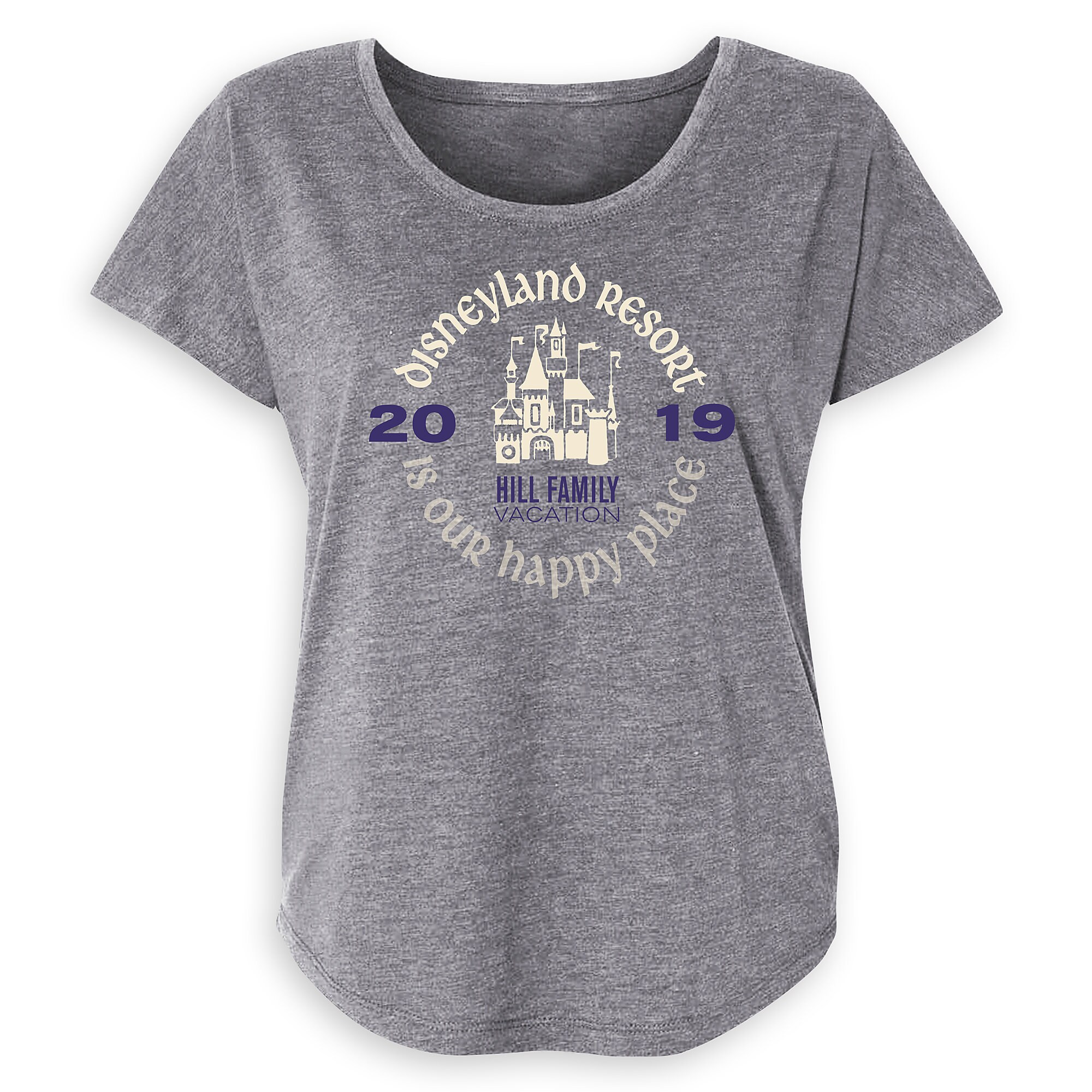 Women's ''Disneyland Resort Is Our Happy Place'' Family Vacation T-Shirt - Disneyland Resort - 2019 - Customized