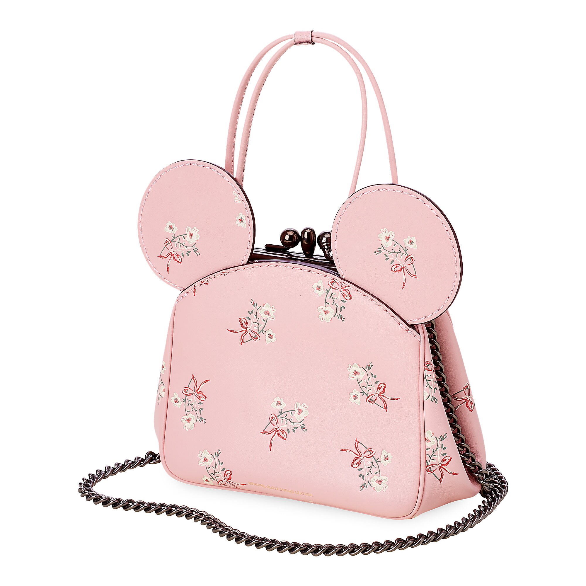 Minnie Mouse Floral Kisslock Leather Bag by COACH - Pink