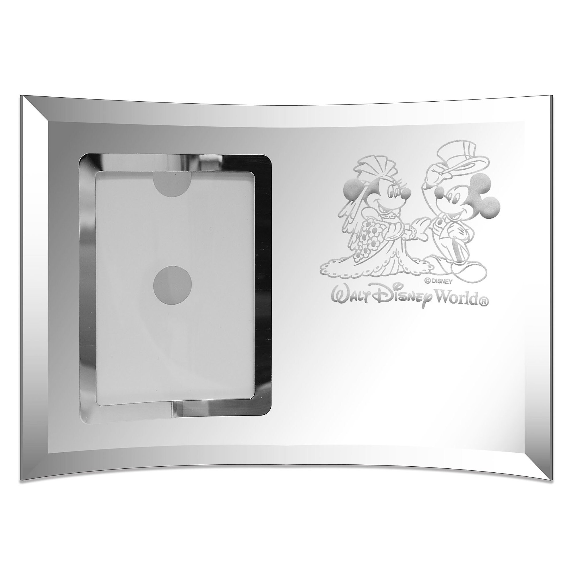 Mickey and Minnie Mouse Walt Disney World Glass Wedding Frame by Arribas - 4'' x 6'' - Personalizable
