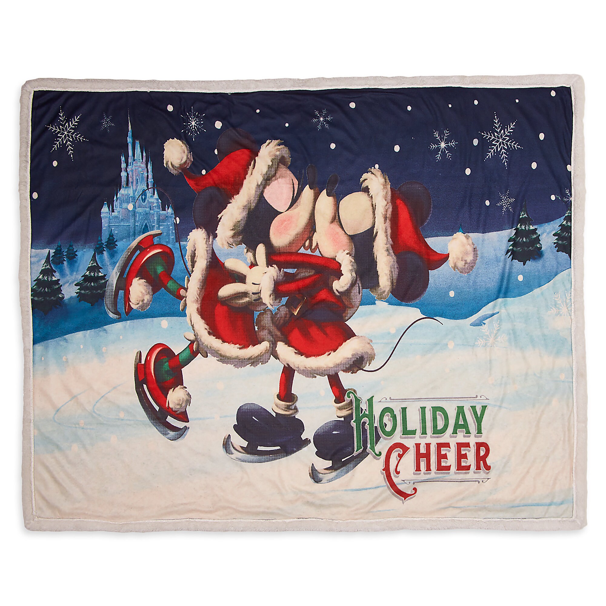 Santa Mickey and Minnie Mouse Reversible Throw