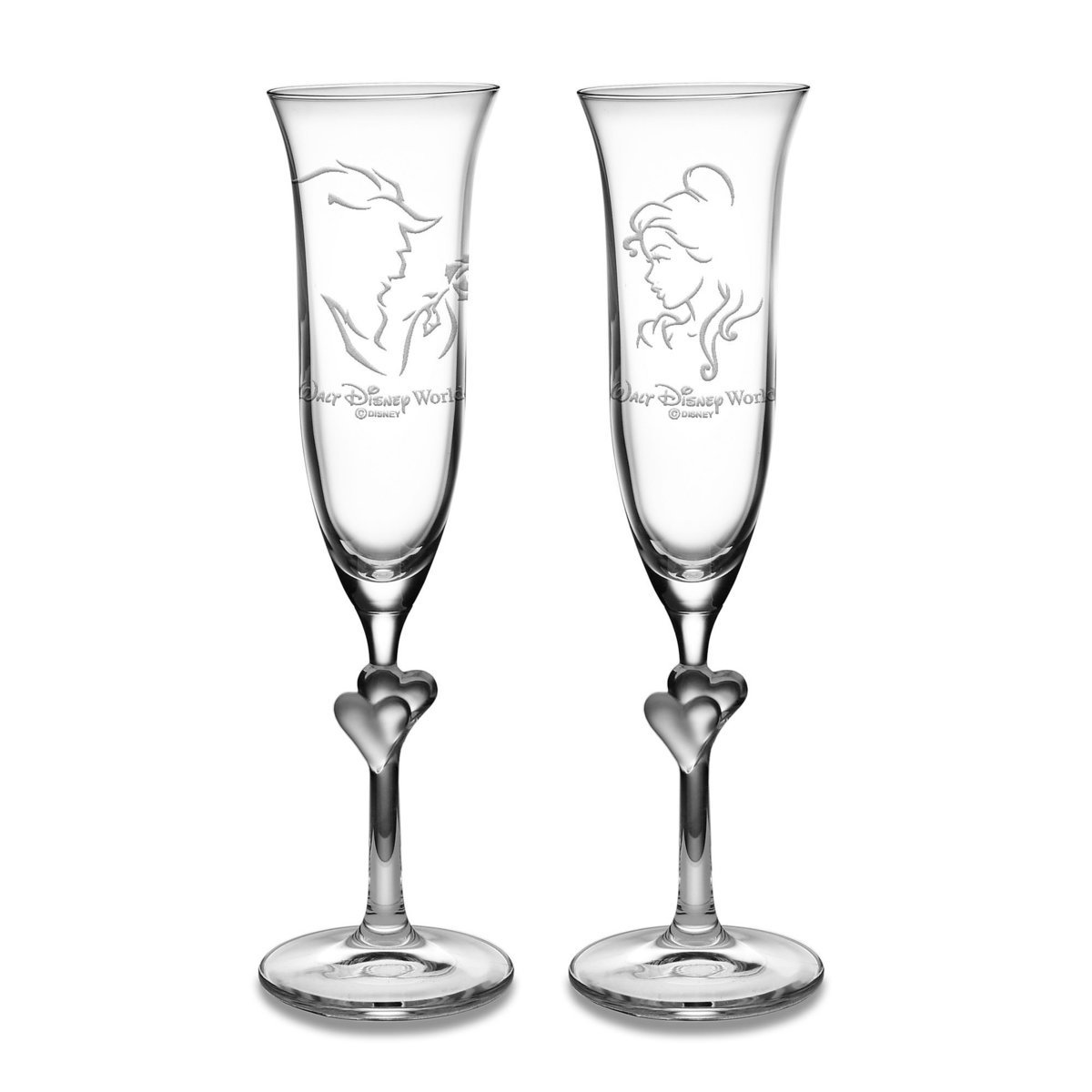 Beauty And The Beast Glass Flute Set By Arribas Personalizable