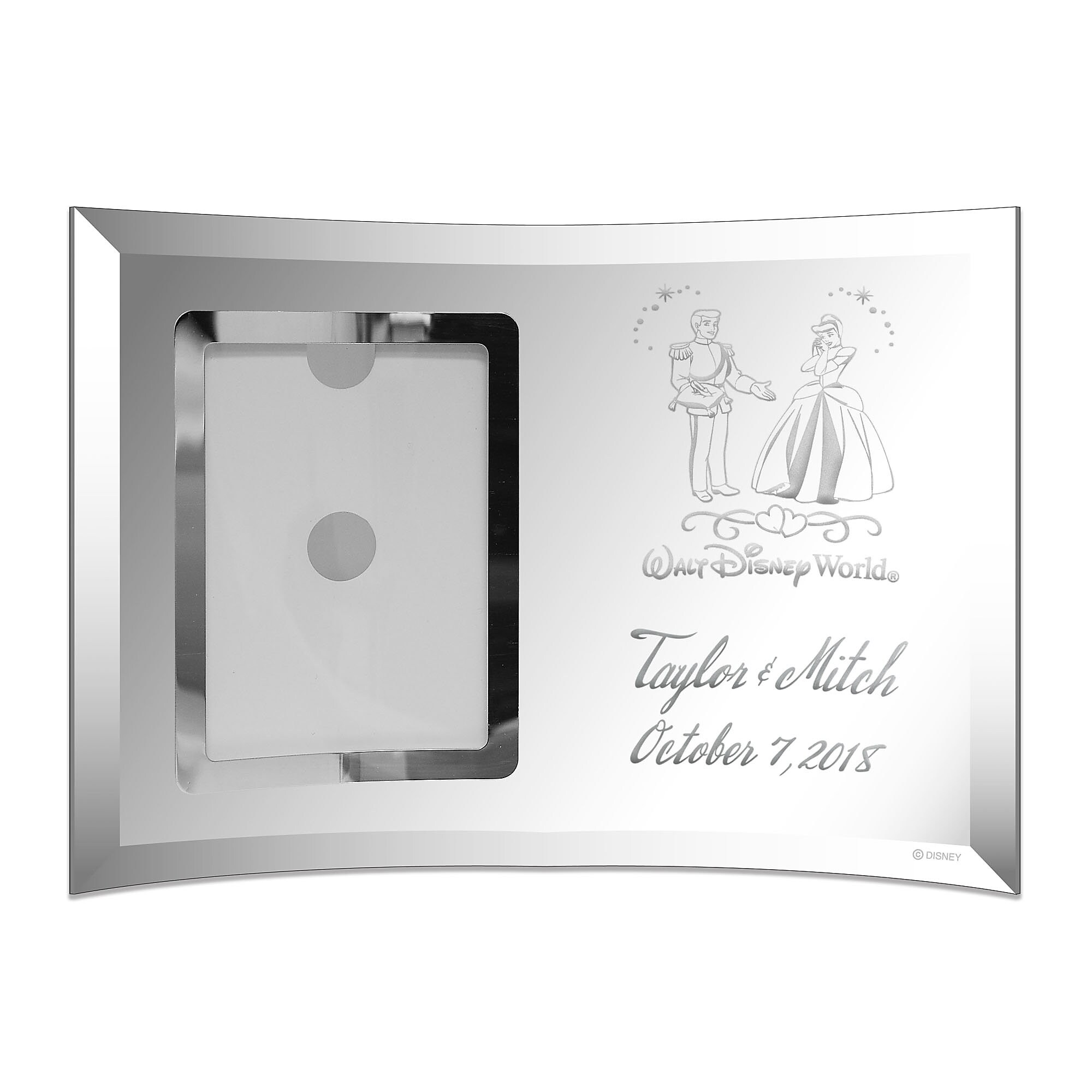 Cinderella and Prince Charming Glass Frame by Arribas - Personalizable