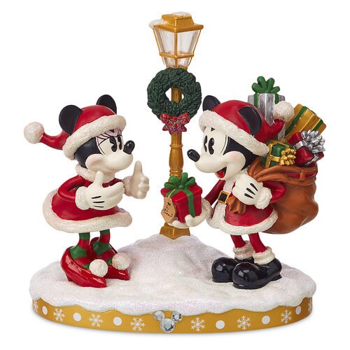 Santa Mickey and Minnie Mouse Holiday Light-Up Figurine | shopDisney