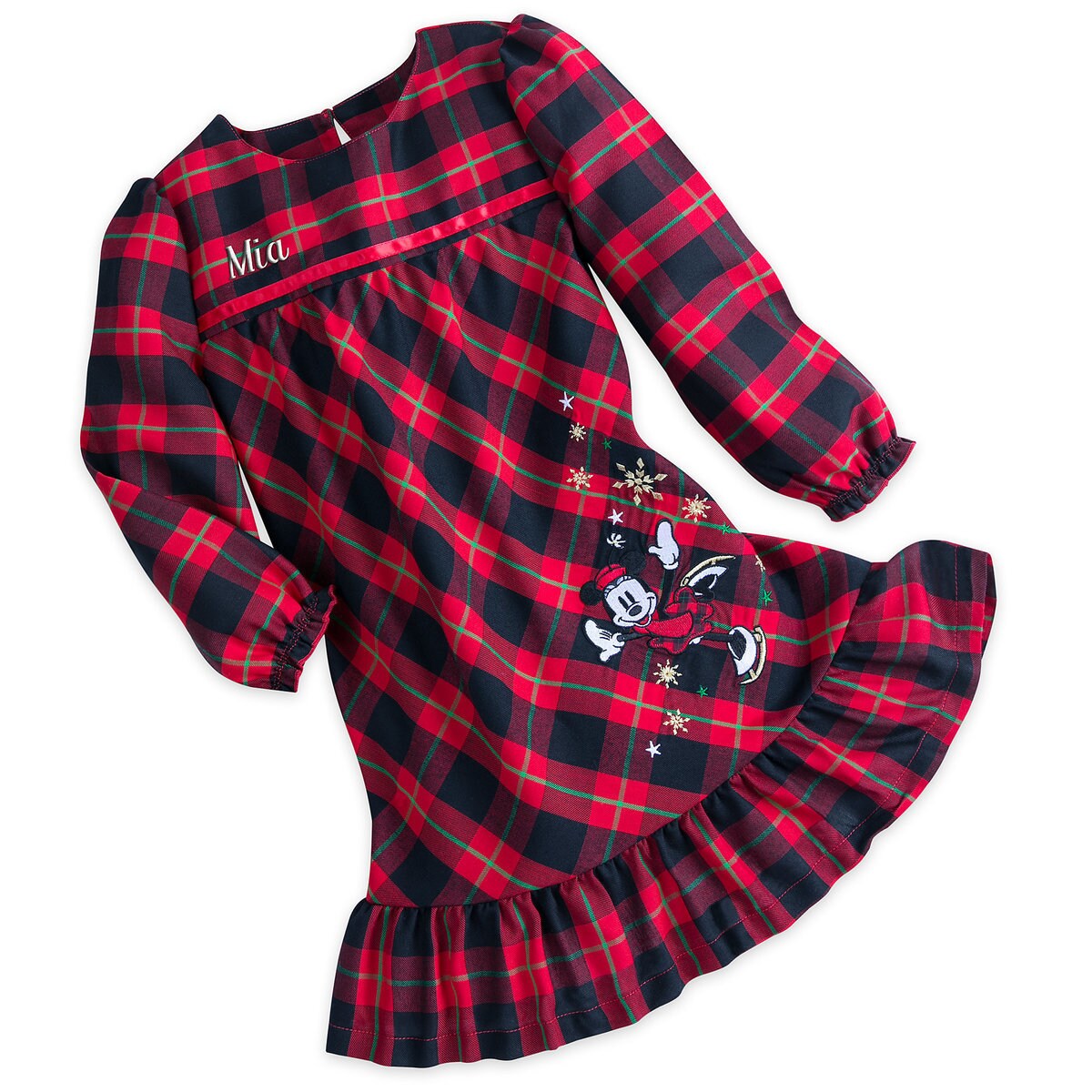 Minnie Mouse Holiday Plaid Nightshirt for Girls - Personalizable