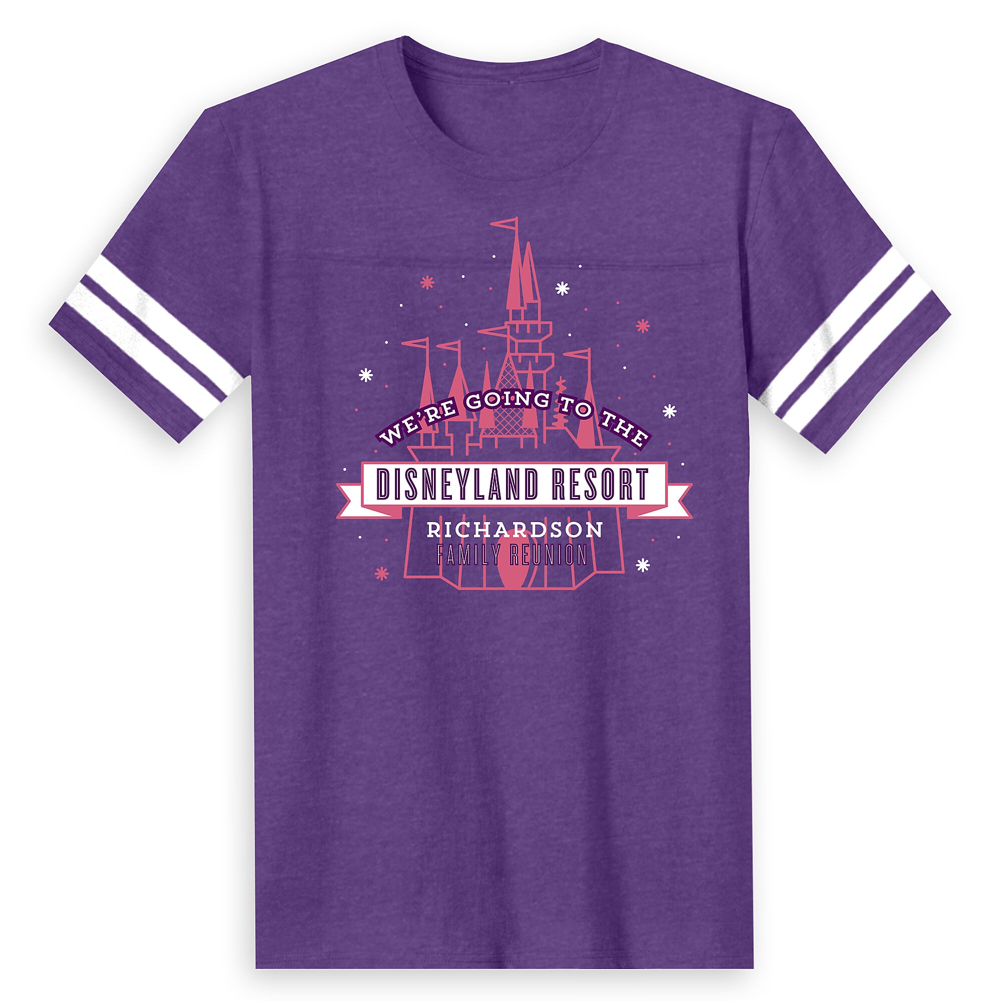 Men's Sleeping Beauty Castle Family Reunion Football T-Shirt - Disneyland Resort - Customized