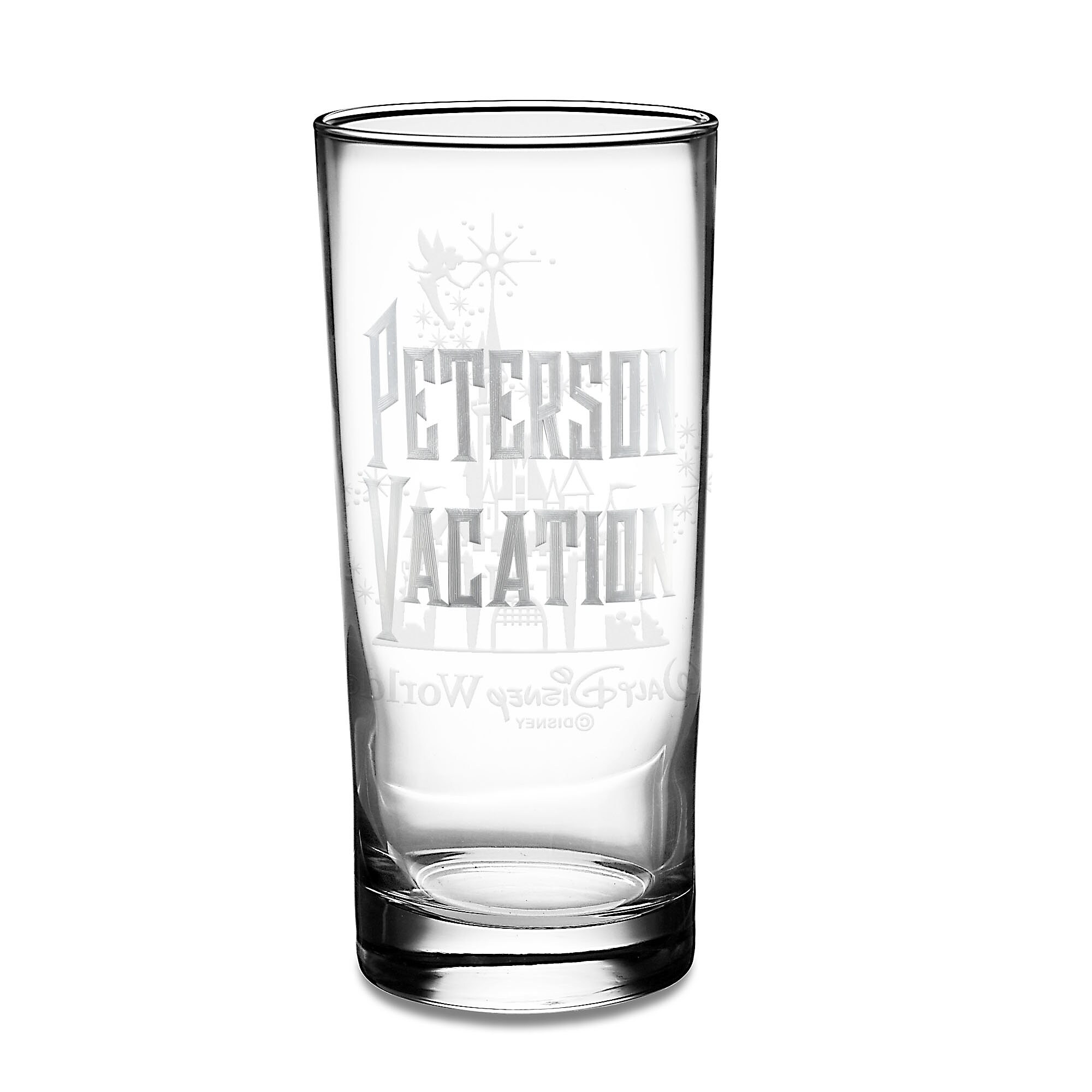 Walt Disney World Castle and Tinker Bell Glass Tumbler by Arribas - Personalizable