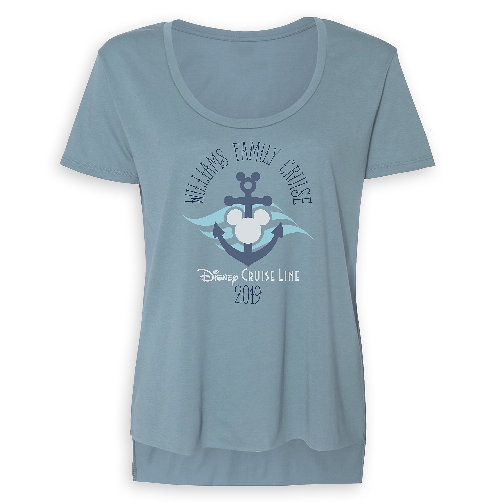 Women's Disney Cruise Line Anchor Family Cruise 2019 Scoop Neck T-Shirt - Customized