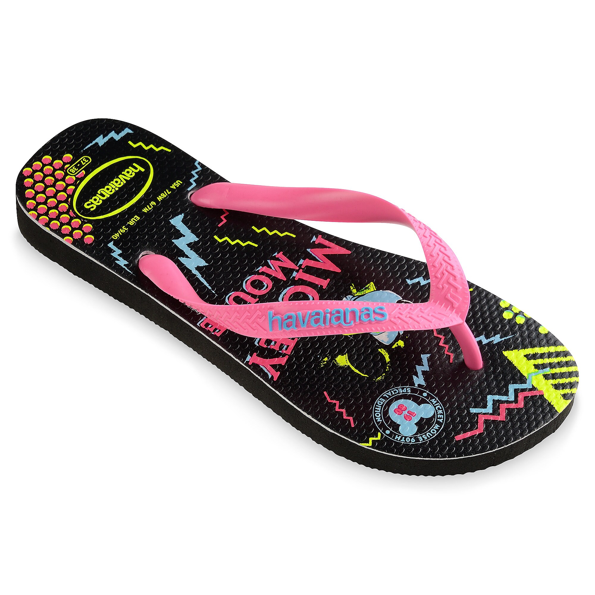 Mickey Mouse Neon Flip Flops for Adults by Havaianas - 1980s