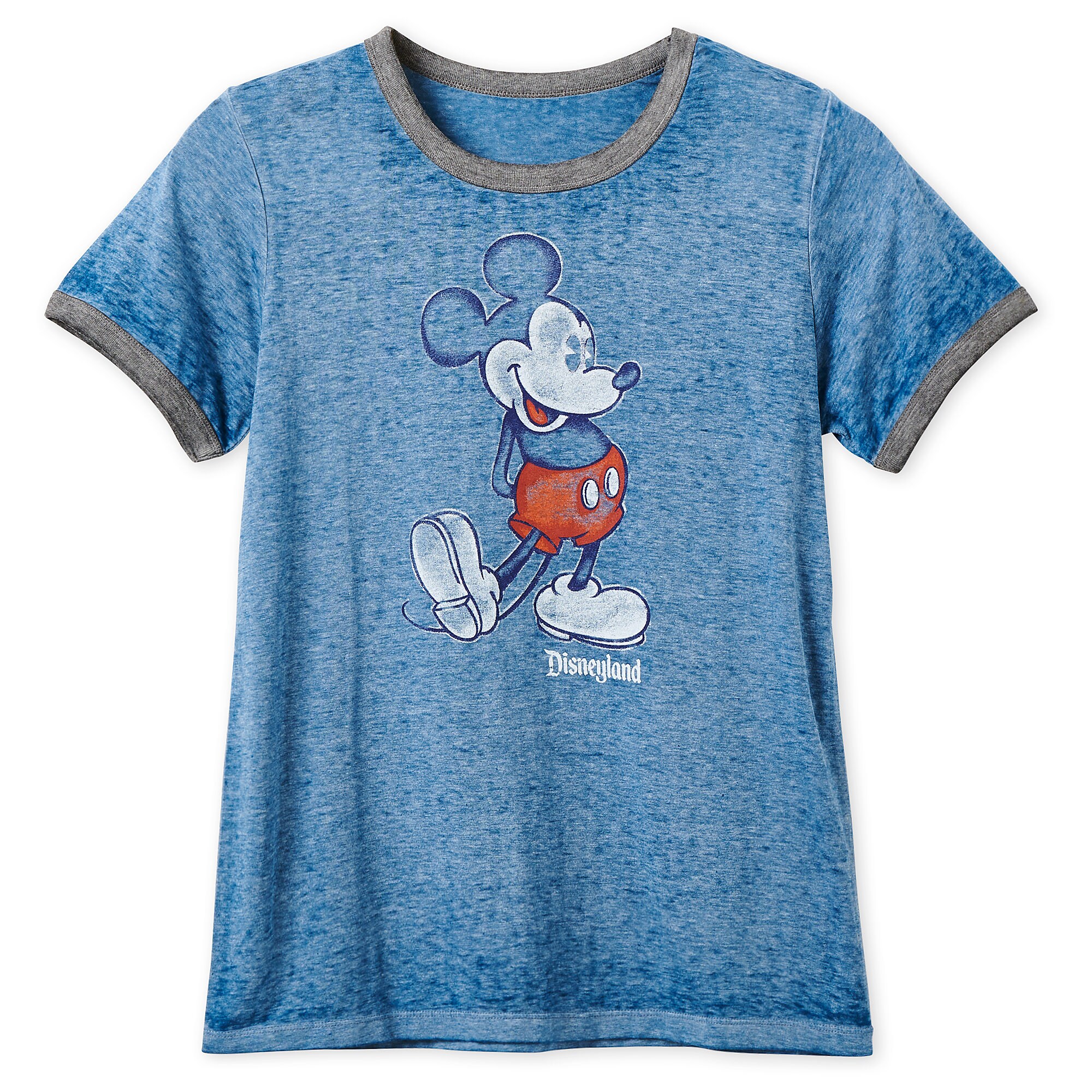 Mickey Mouse Heathered Ringer T-Shirt for Women - Disneyland - Navy