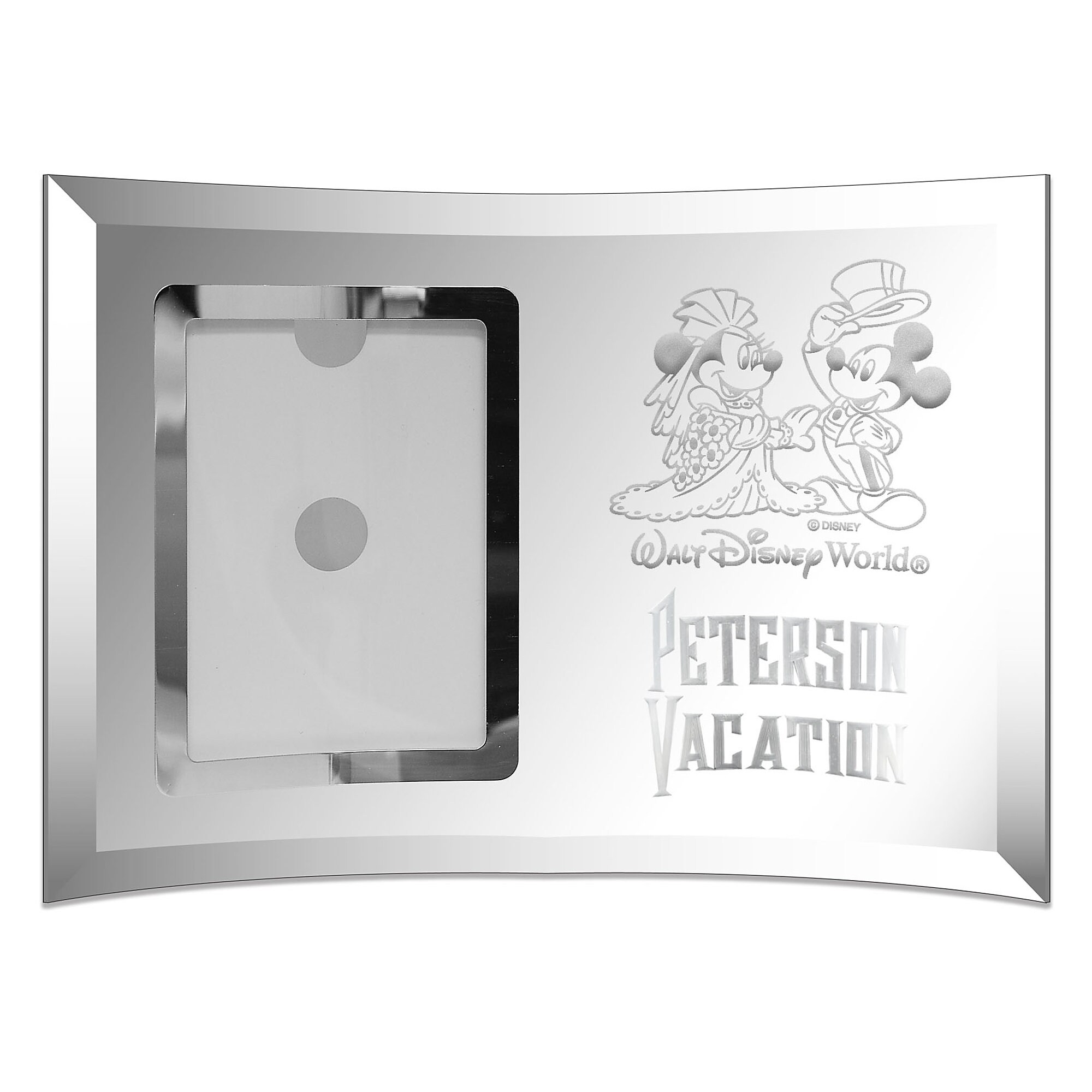 Mickey and Minnie Mouse Walt Disney World Glass Wedding Frame by Arribas - 4'' x 6'' - Personalizable