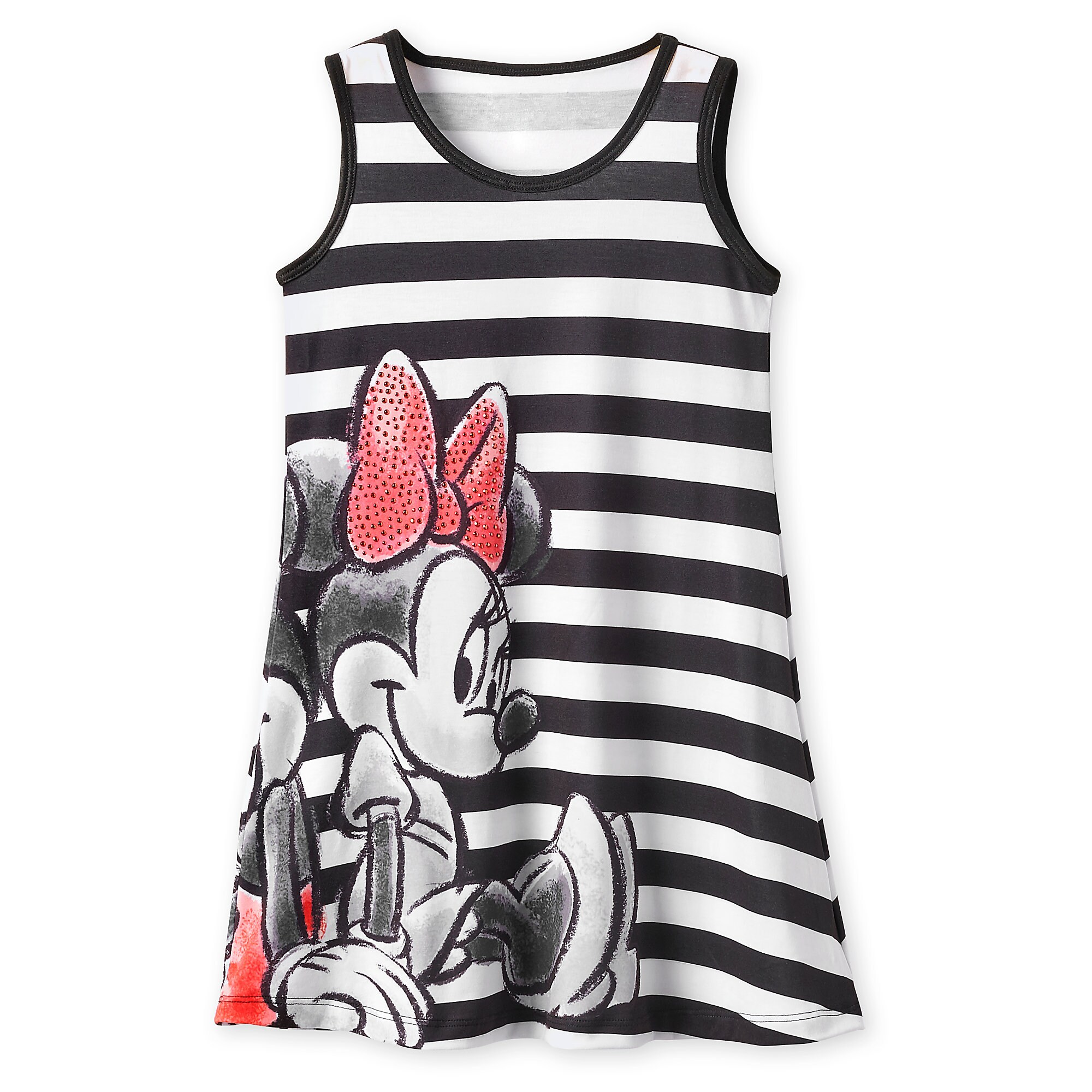 Mickey and Minnie Mouse Striped Dress for Girls - Black