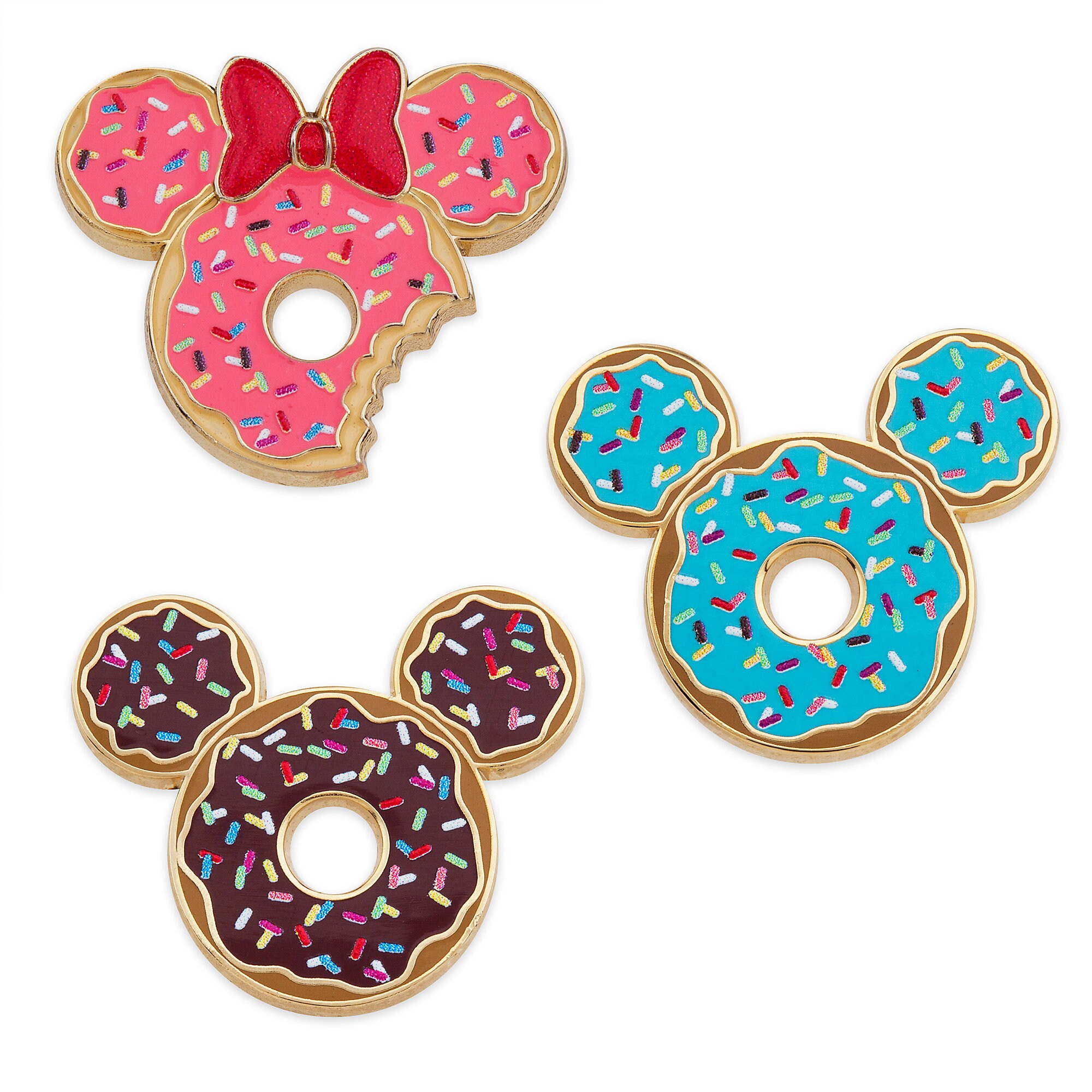 Mickey and Minnie Mouse Donut Pin Set