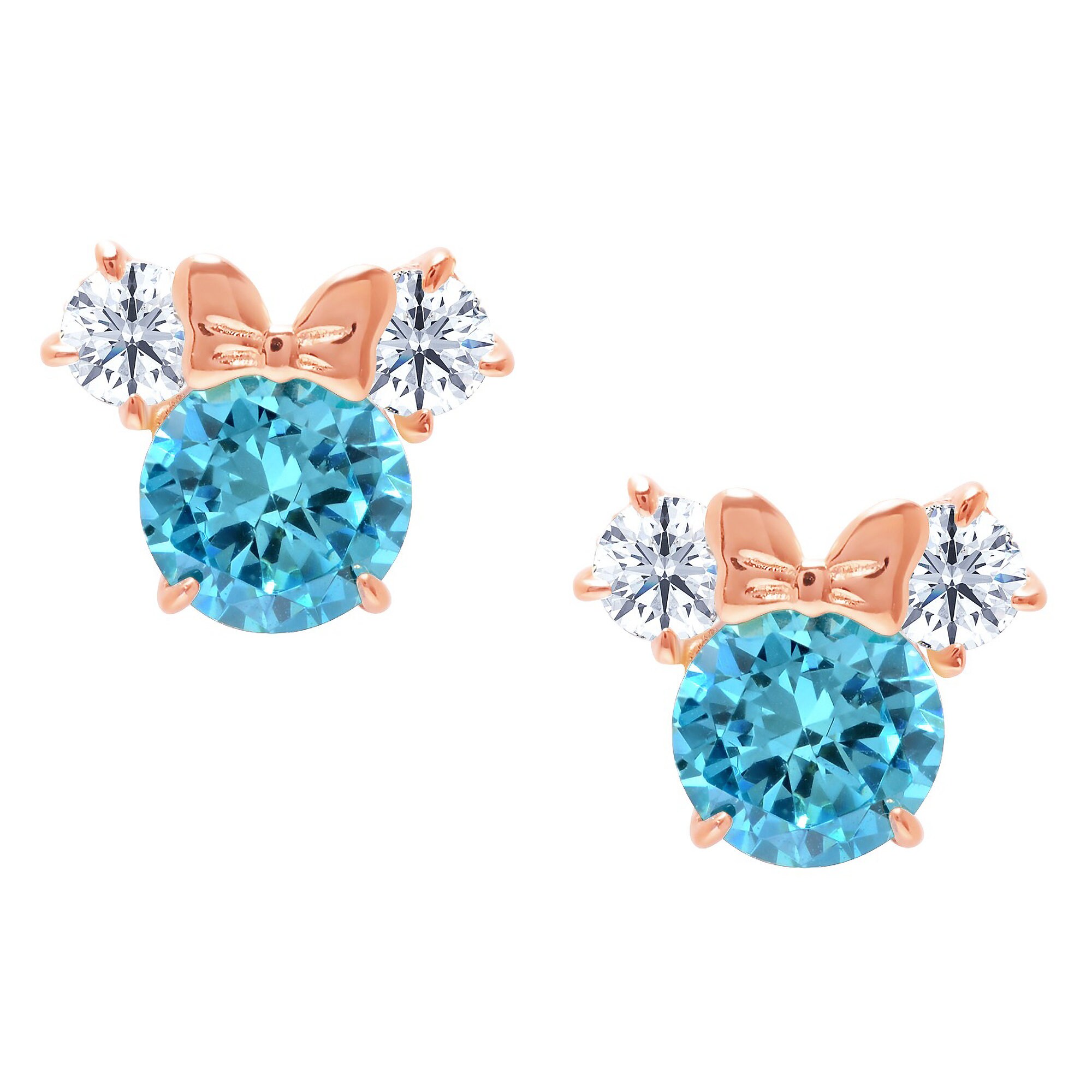 Minnie Mouse Birthstone Earrings for Kids by CRISLU - Rose Gold