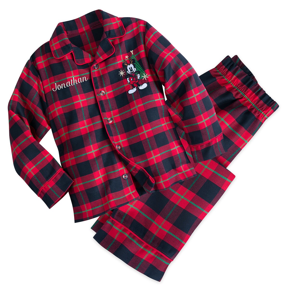 Mickey Mouse Holiday Plaid PJ Set for Boys - Personalizable