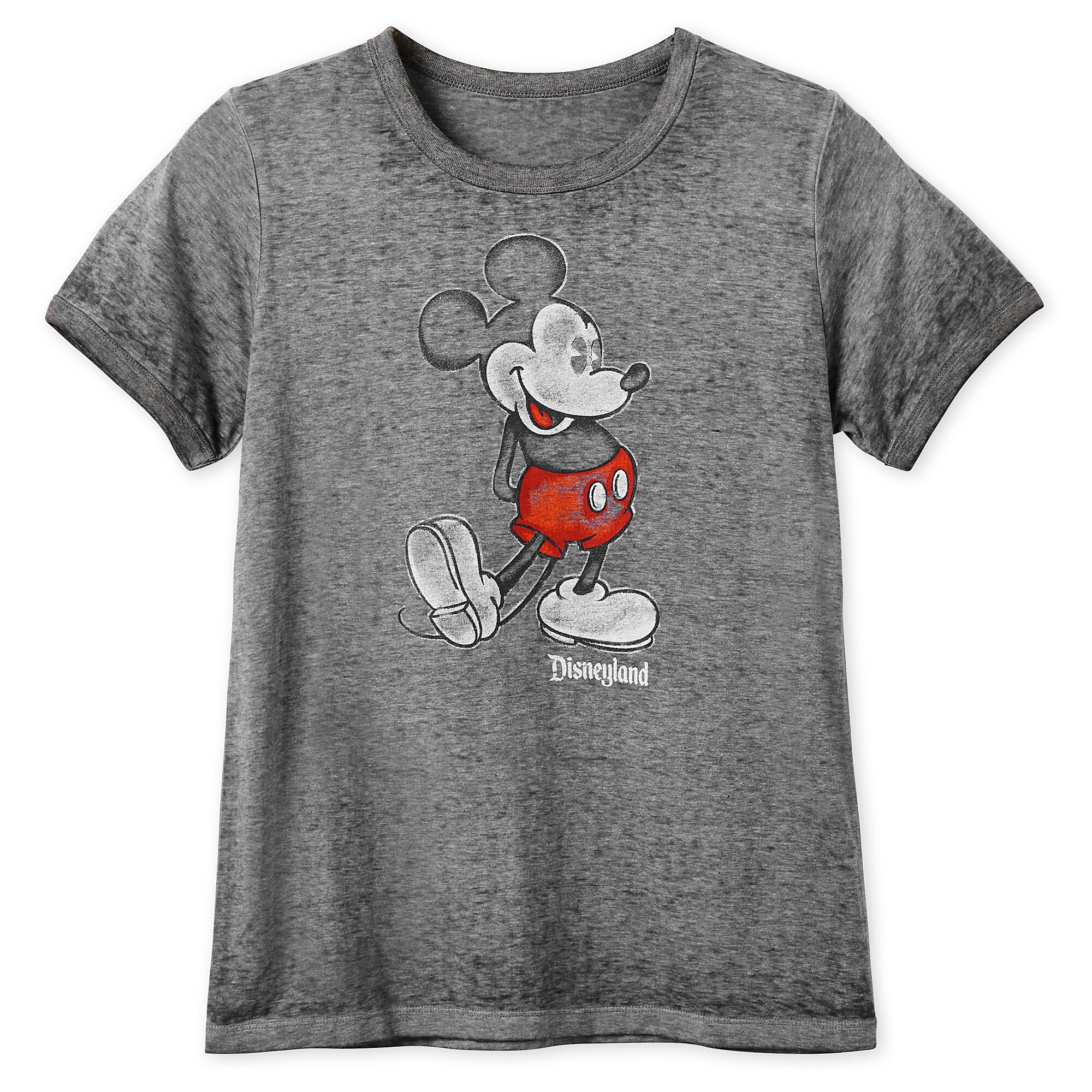 Mickey Mouse Heathered Ringer T-Shirt for Women - Disneyland - Black