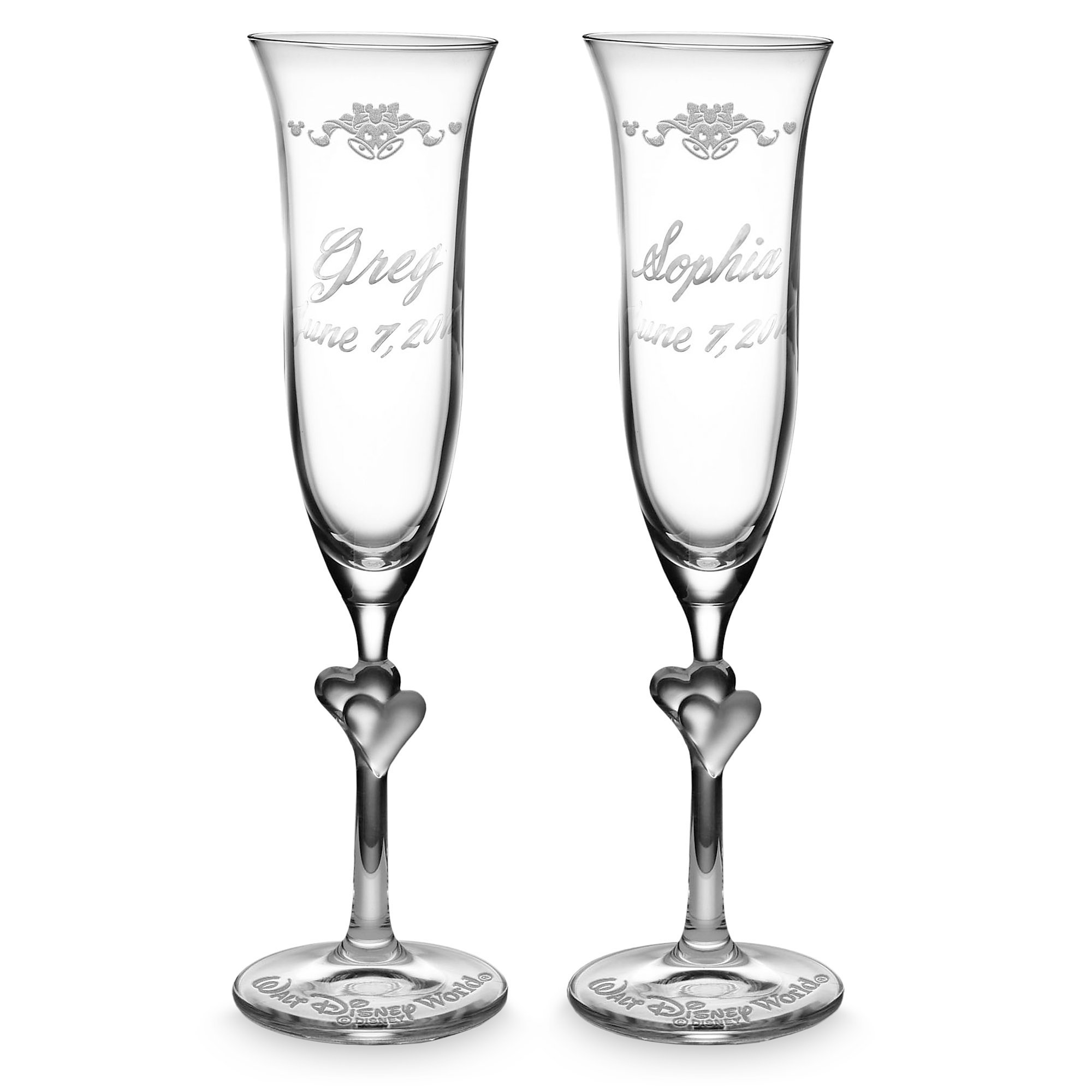 Walt Disney World Glass Flutes by Arribas - Personalizable