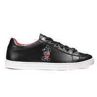 mickey satin and leather trainer