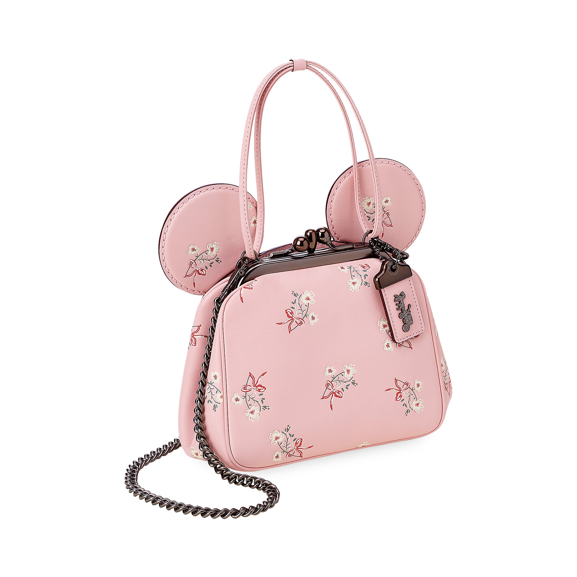 Minnie Mouse Floral Kisslock Leather Bag by COACH - Pink