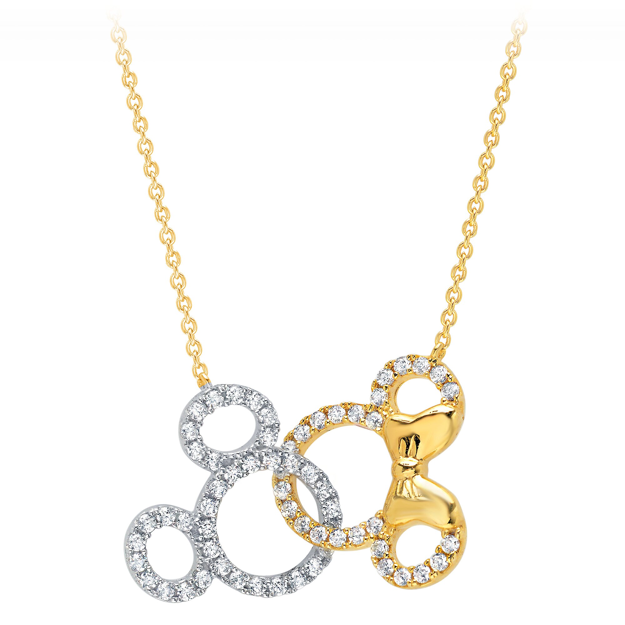 Mickey and Minnie Mouse Interlocking Icons Necklace by CRISLU