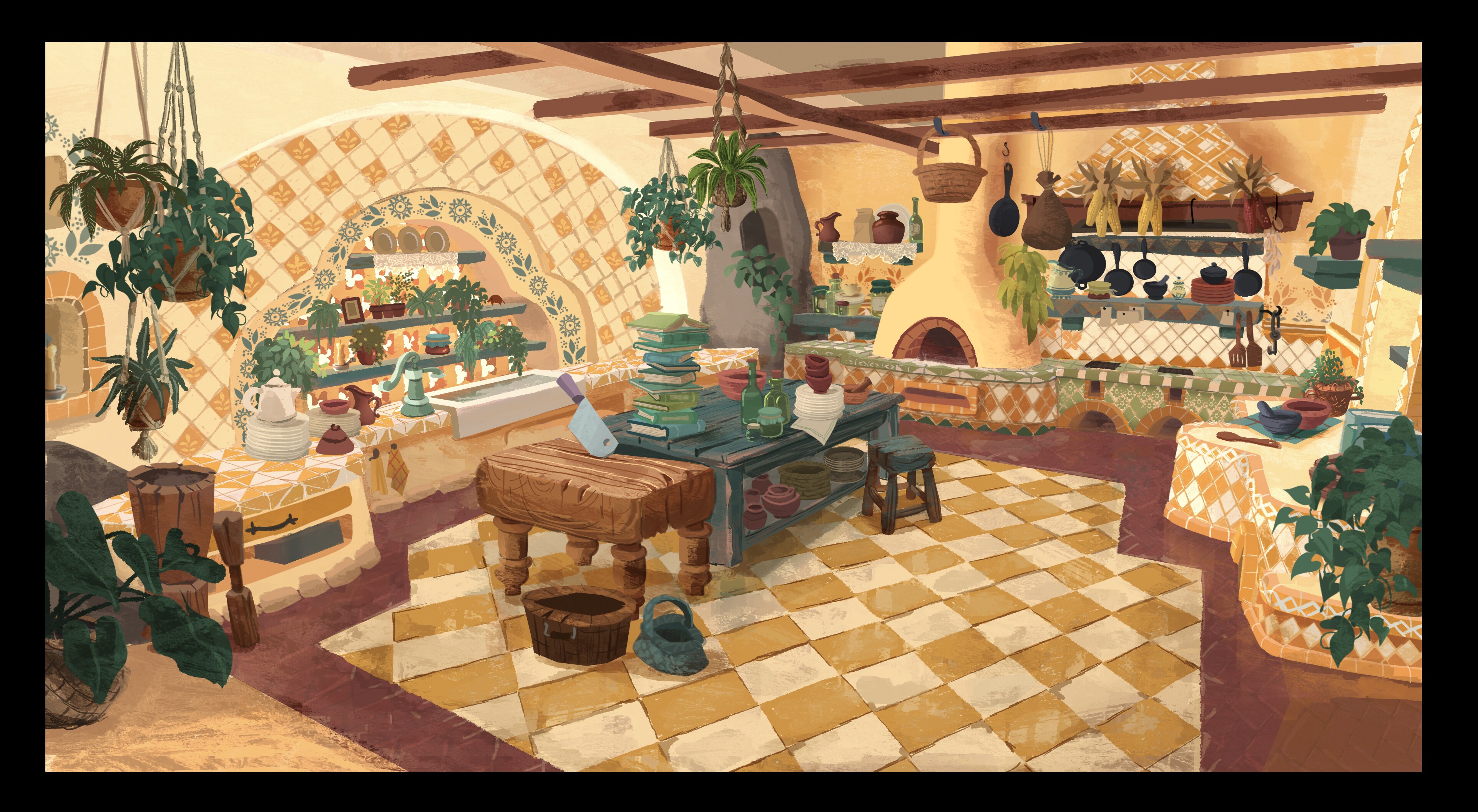 Concept art of the kitchen