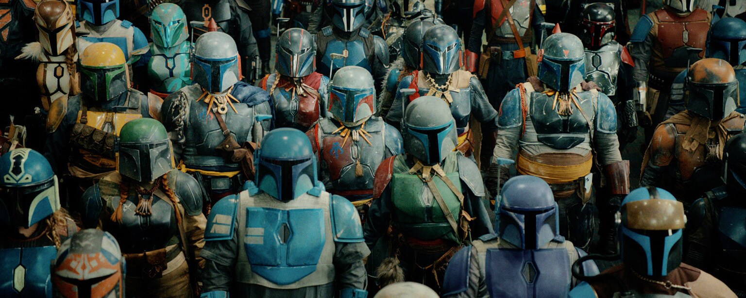 Mandalorian costumers from Apple's iphone 15 Find My Friends feature commercial