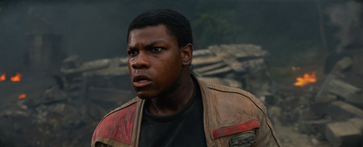 Finn witnessing the destruction on Takodana