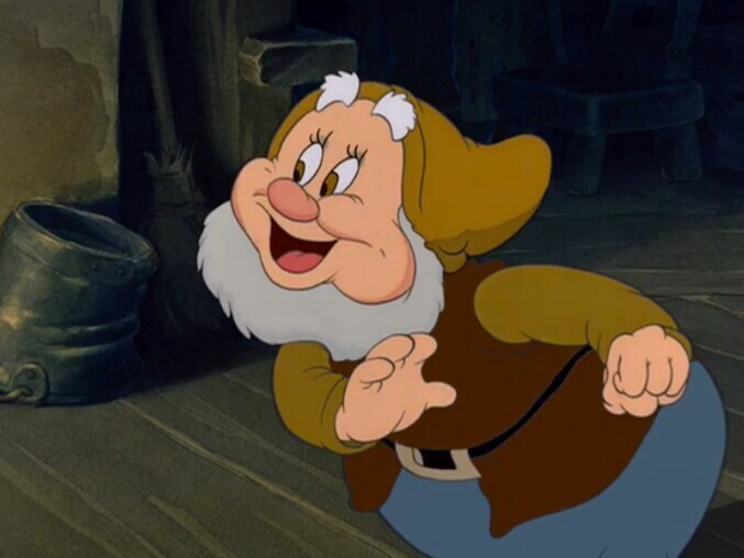 Happy one of the seven dwarfs.