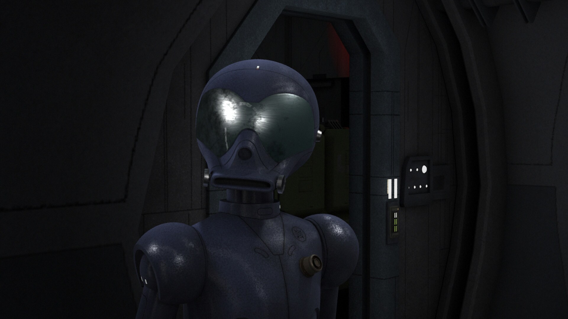 Meanwhile, an inventory droid reports in with the captain. He informs the officer that the nav co...