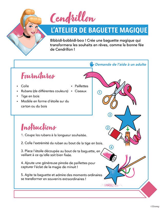 Instructions pour fabriquer une baguette magique en papier.