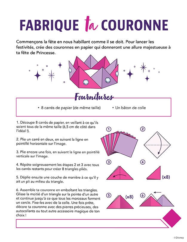 Instructions pour créer une couronne en papier avec des carrés de papier et de la colle.