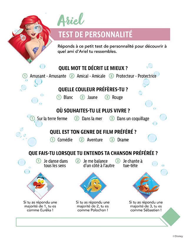 Quiz sur les personnages de La Petite Sirène.
