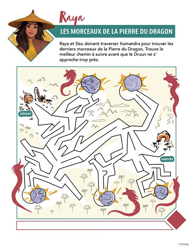 Labyrinthe où l'on doit aider Raya à retrouver les morceaux de la Pierre du Dragon.