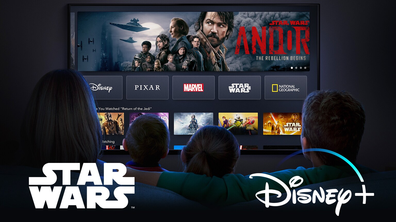 Family watching Disney+