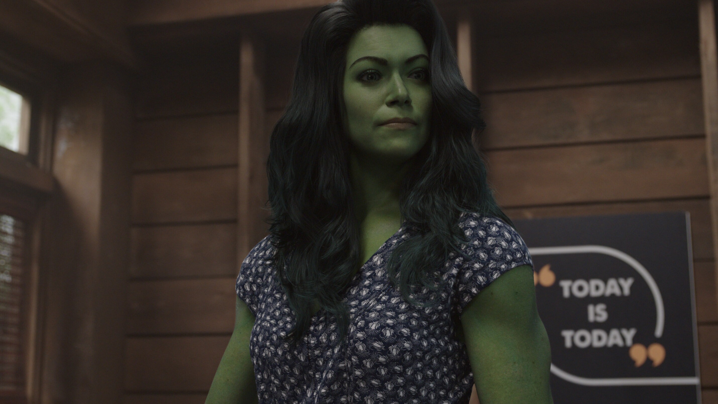 Tatiana Maslany as Jennifer "Jen" Walters/She-Hulk in Marvel Studios' She-Hulk: Attorney at Law, exclusively on Disney+. Photo courtesy of Marvel Studios. © 2022 MARVEL.