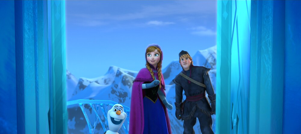 Animated characters Olaf (snowman) Anna and Kristoff