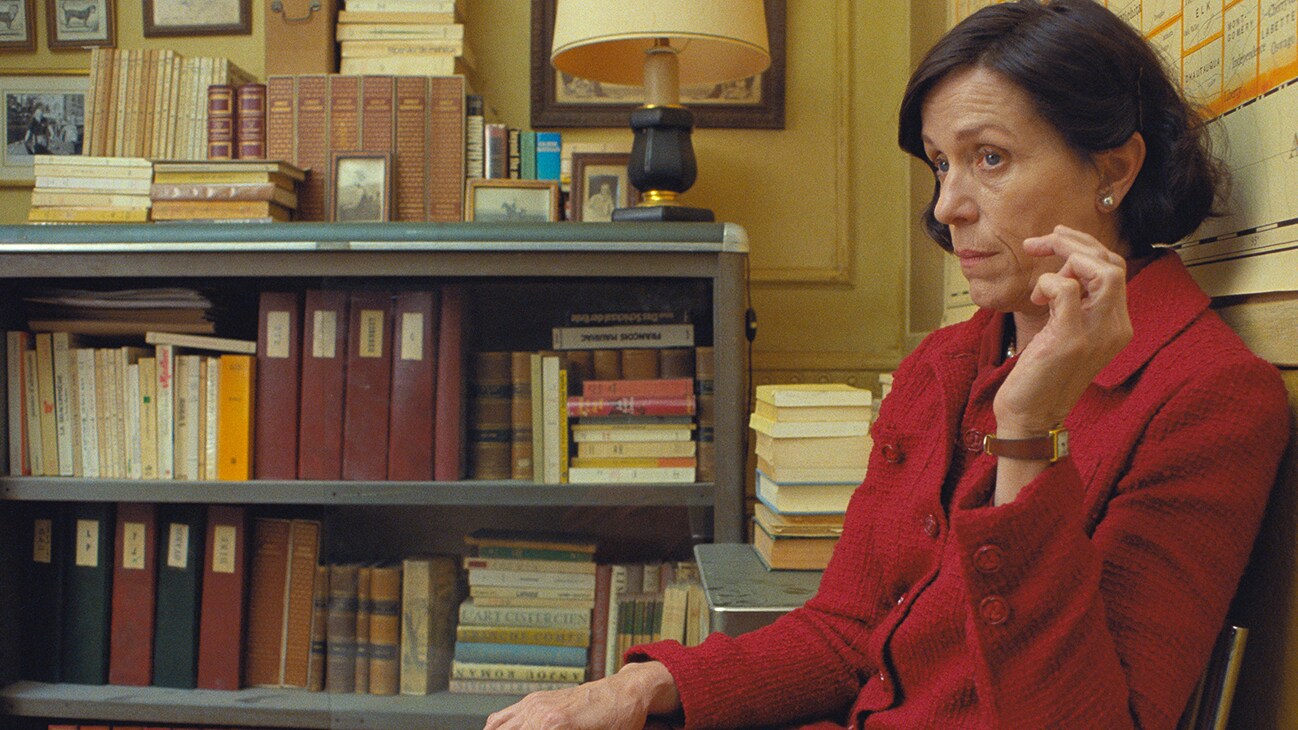 Actor Frances McDormand as Lucinda Krementz in the movie "The French Dispatch".