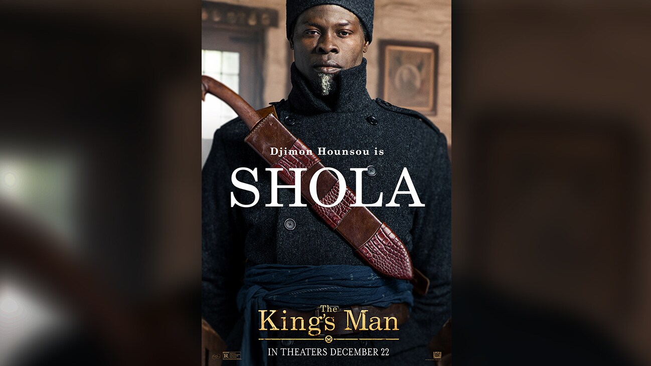 Image of actor Djimon Hounsou as Shola from the 20th Century Studios movie The King's Man | In theaters December 22 | movie poster