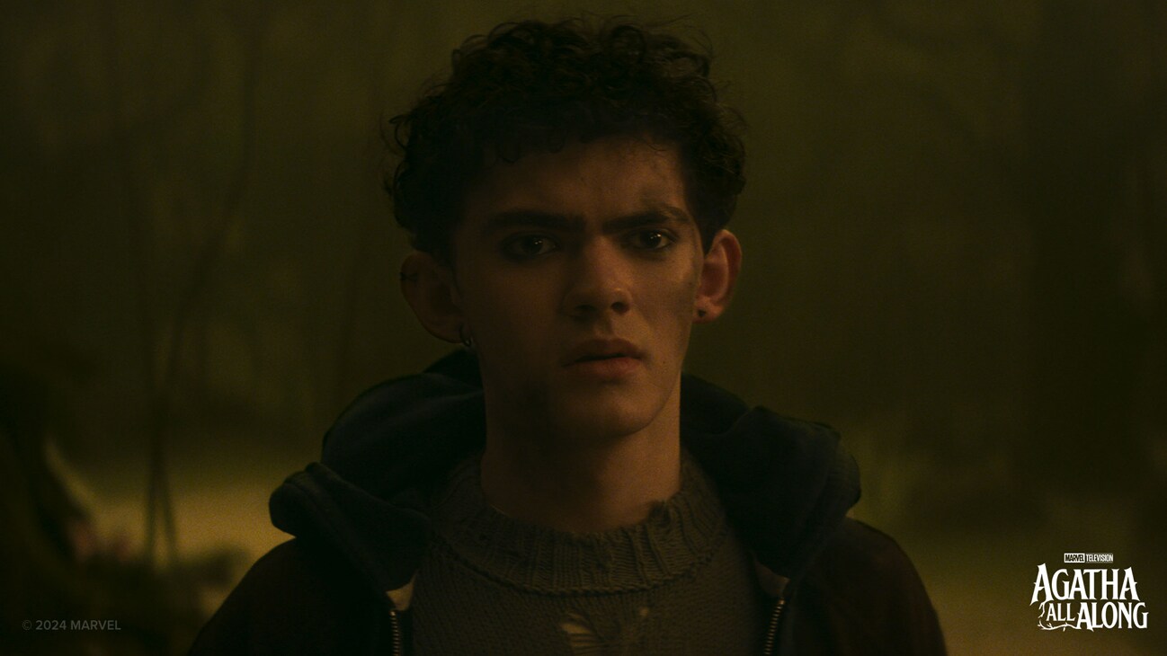 Teen (Joe Locke) in Marvel Television's AGATHA ALL ALONG, exclusively on Disney+. Photo courtesy of Marvel Television. © 2024 MARVEL.