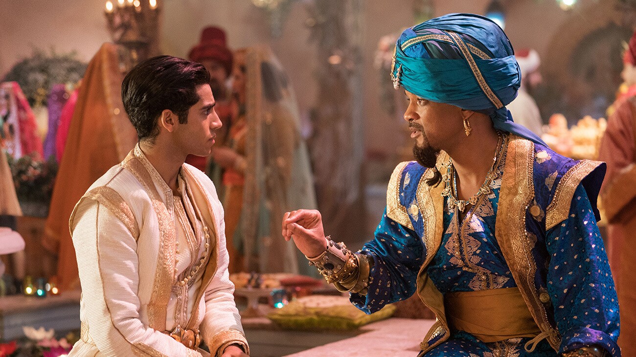 Mena Massoud and Will Smith in Aladdin