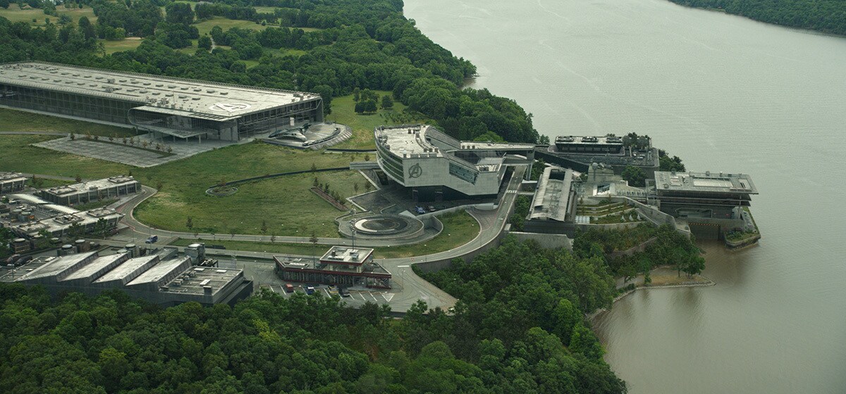 Overhead view of the Avengers Compound