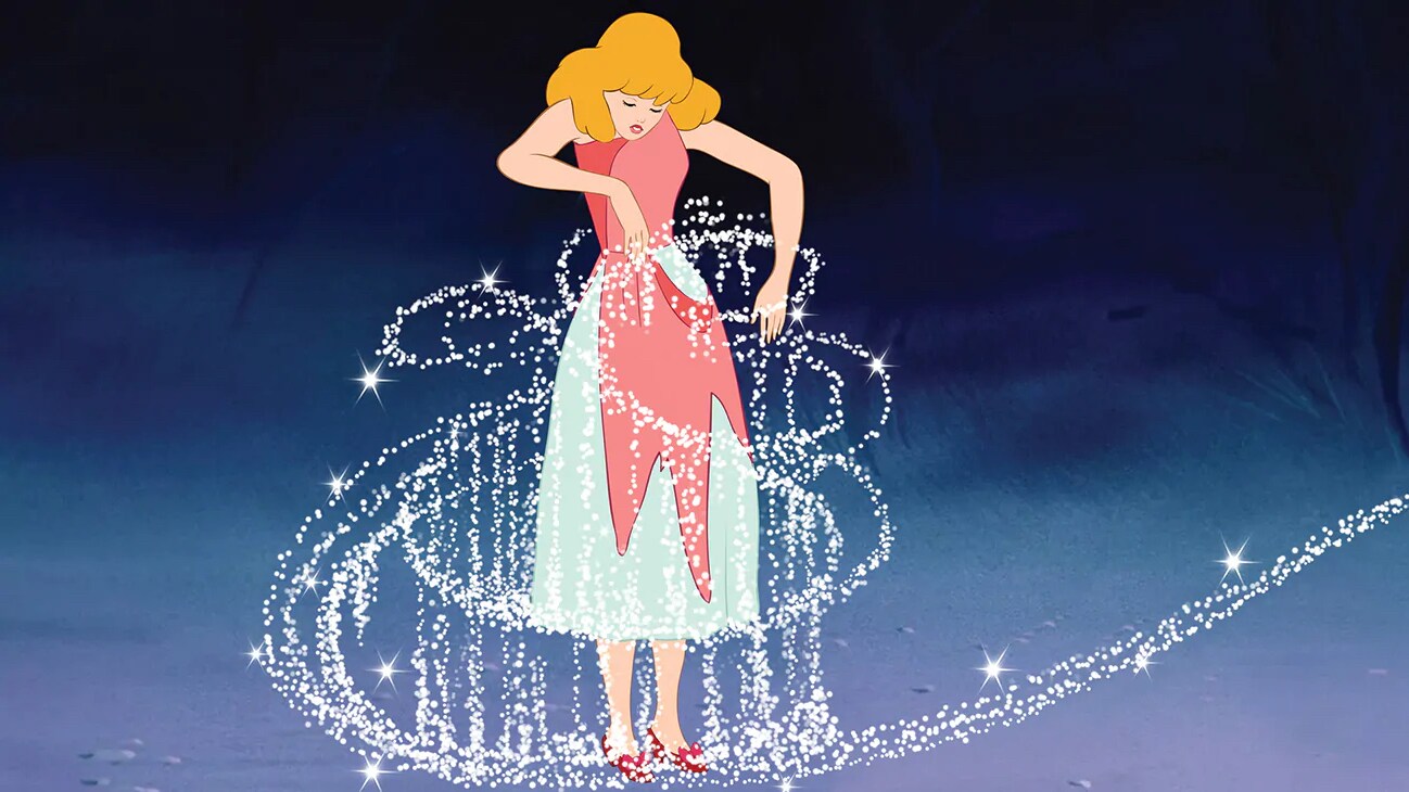 Cinderella's ballgown transformation.
