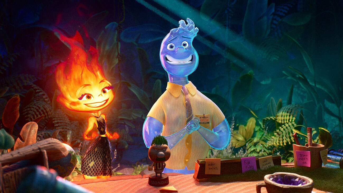 :fire: and :droplet: come together in this FIRST LOOK at Ember & Wade played by Leah Lewis and Mamoudou Athie, from Disney and Pixar’s Elemental, coming to theaters June 16, 2023!