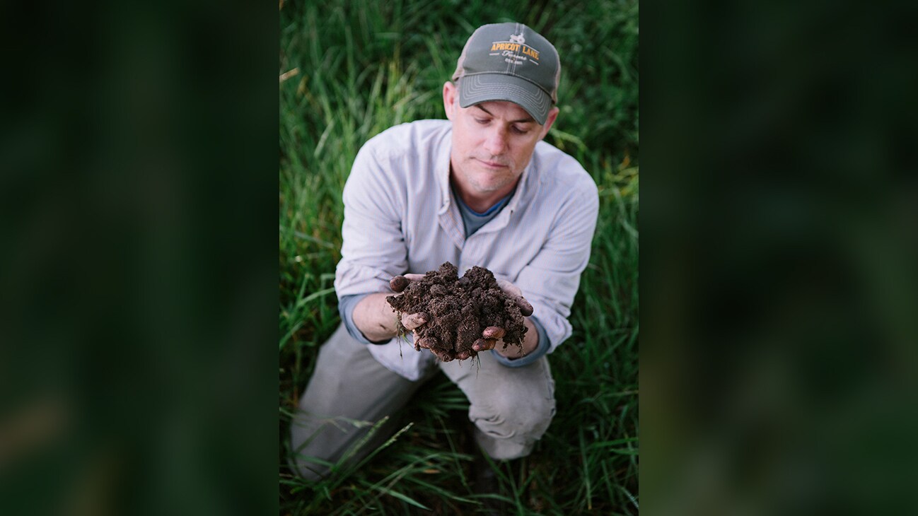 John Chester, farmer and co-founder of Apricot Lane Farms, says a central focus at the farm over the last decade has been to regenerate the soil, the foundation of a healthy farm ecosystem. (Apricot Lane Farms/Yvette Roman)