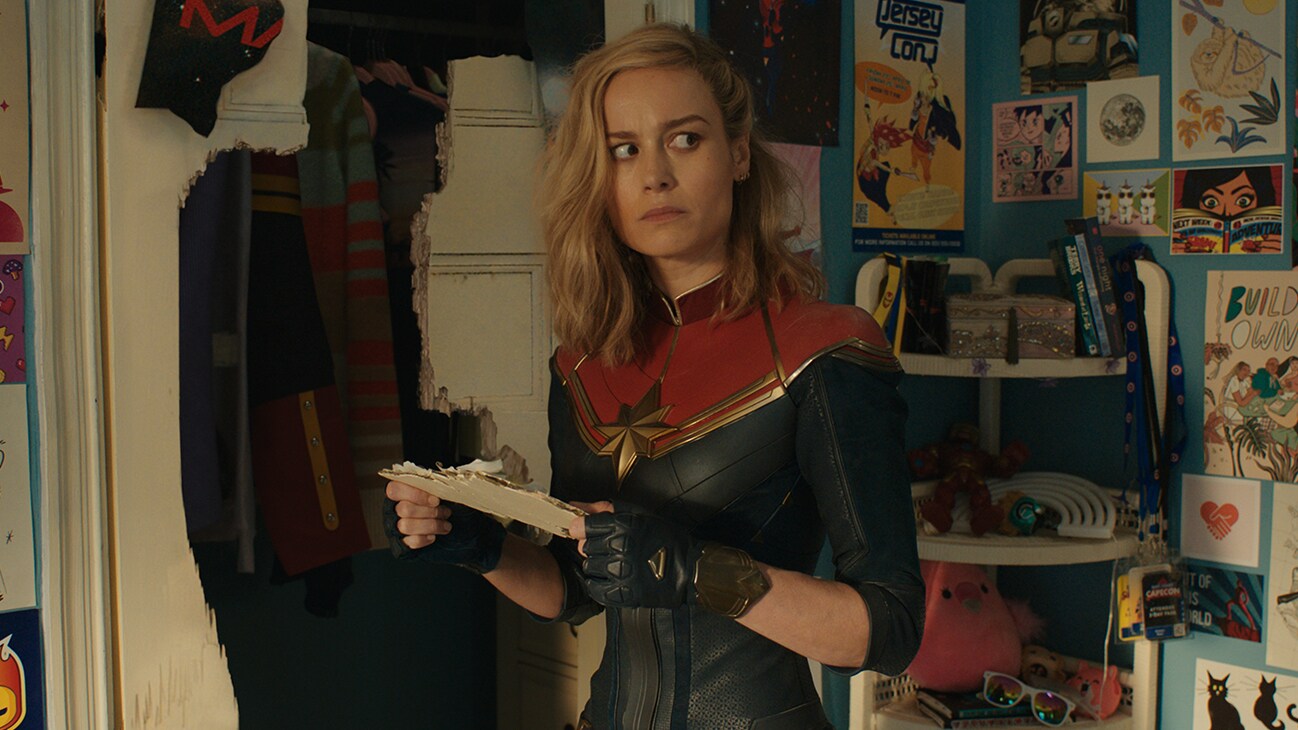 Brie Larson as Captain Marvel/Carol Danvers in Marvel Studios' THE MARVELS. Photo courtesy of Marvel Studios. © 2023 MARVEL.	