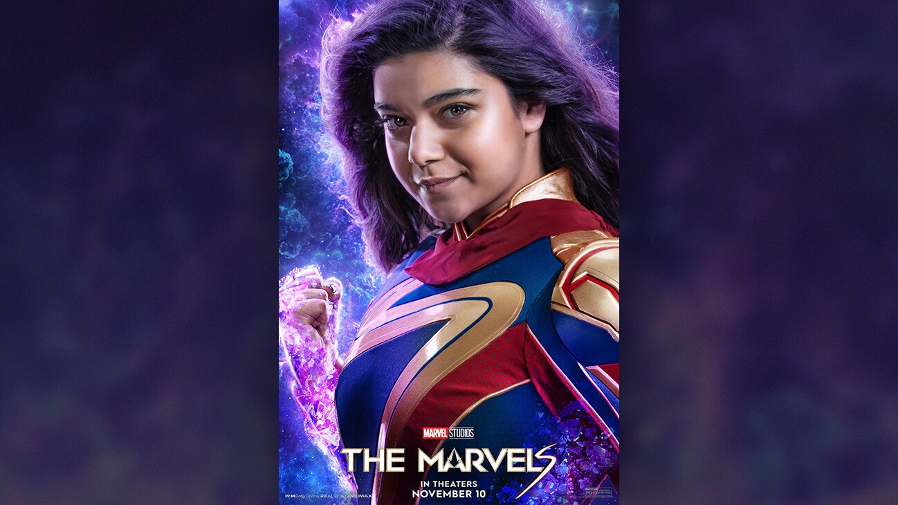 Ms. Marvel | Marvel Studios | The Marvels | In theaters November 10 | Rated PG-13 | movie poster