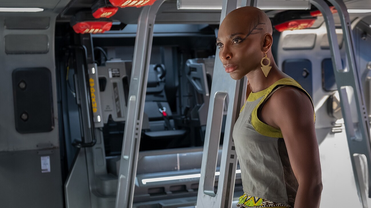 Aneka (actor Michaela Coel) from the film, Marvel Studios' Black Panther: Wakanda Forever.